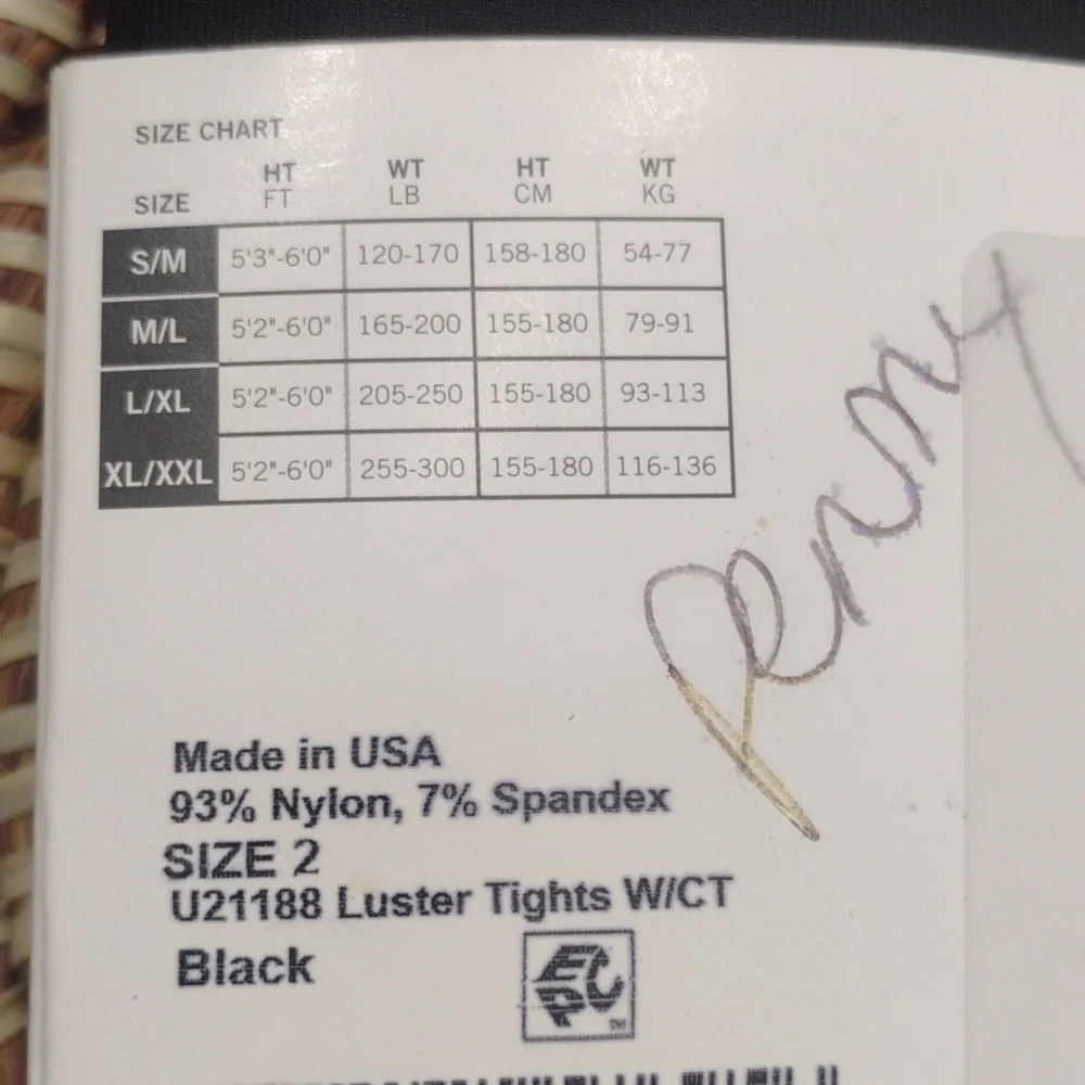 HUE Women's Luster Control Top Tights Black Size S/M NEW